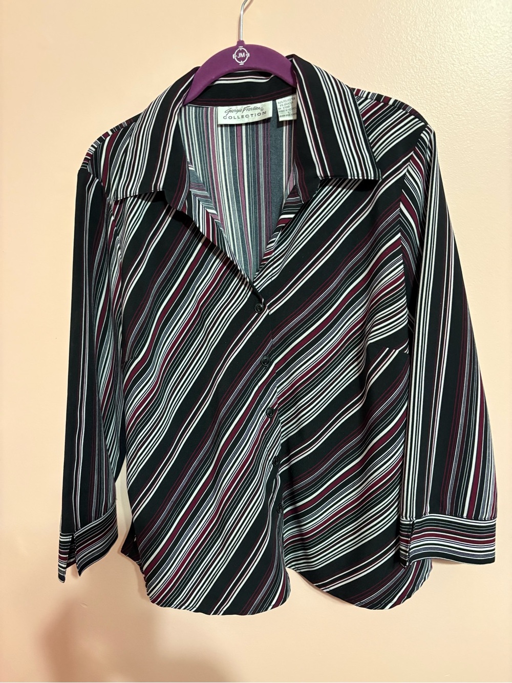 Women’s Black Striped Button-Up Blouse